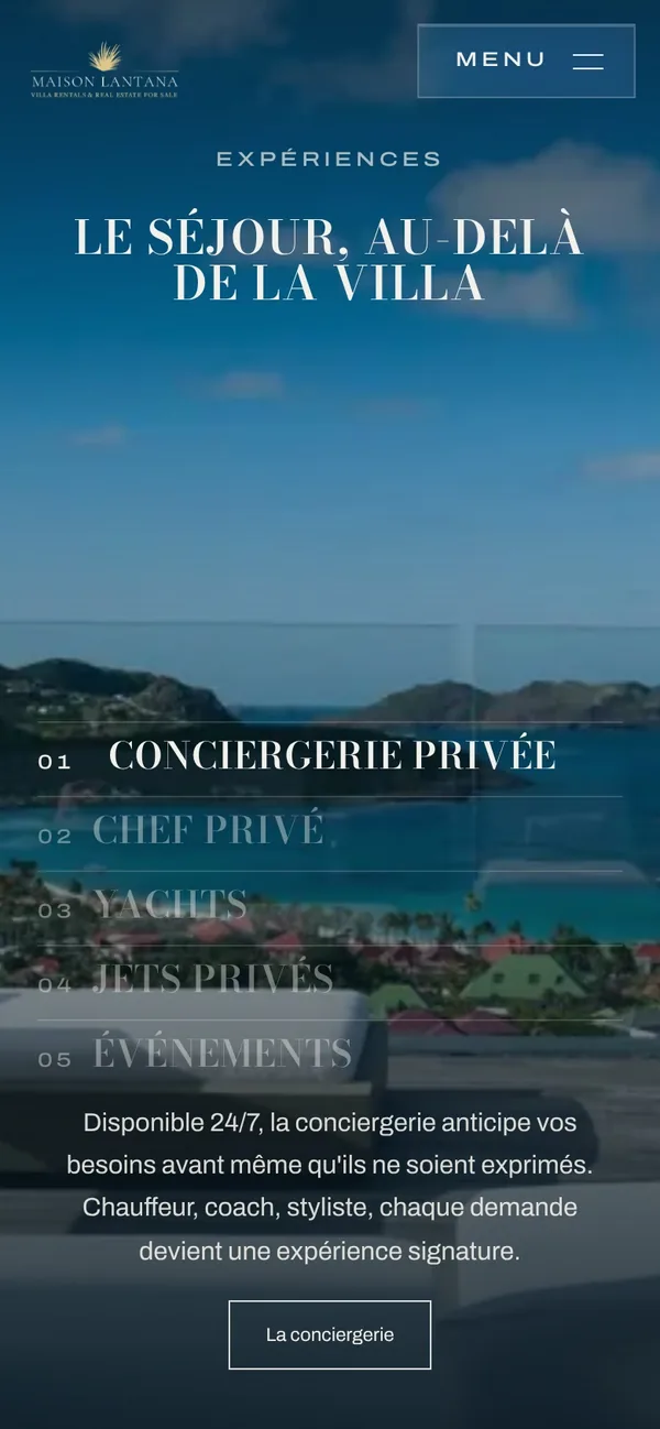 Maison Lantana, la conciergerie, sur téléphone