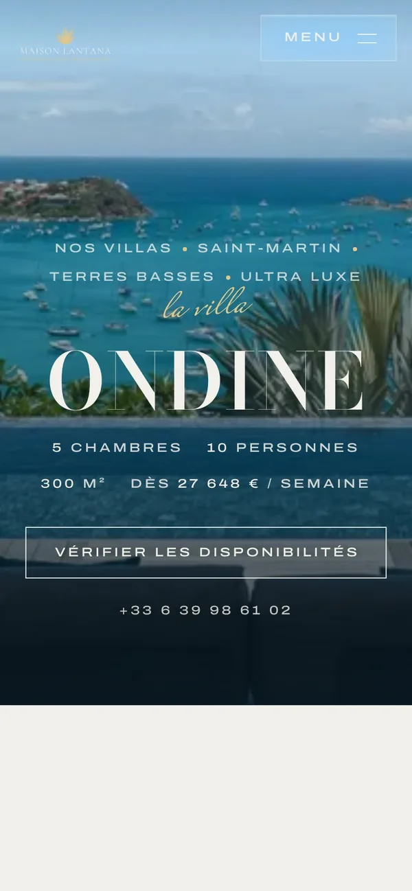 La page villa sur téléphone